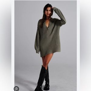 Picnic sweater mini dress free people in sage petal